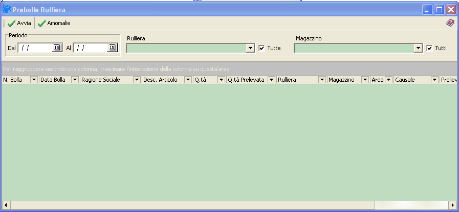 Consultazione prebolle rulliera