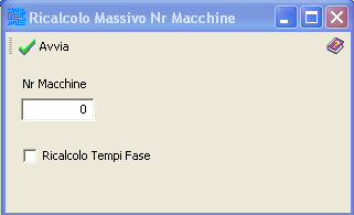 Ricalcolo massivo numero macchine